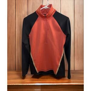 Under Armour Cold Gear Half Zip Fitted Pullover Size S Black Rust‎ Copper